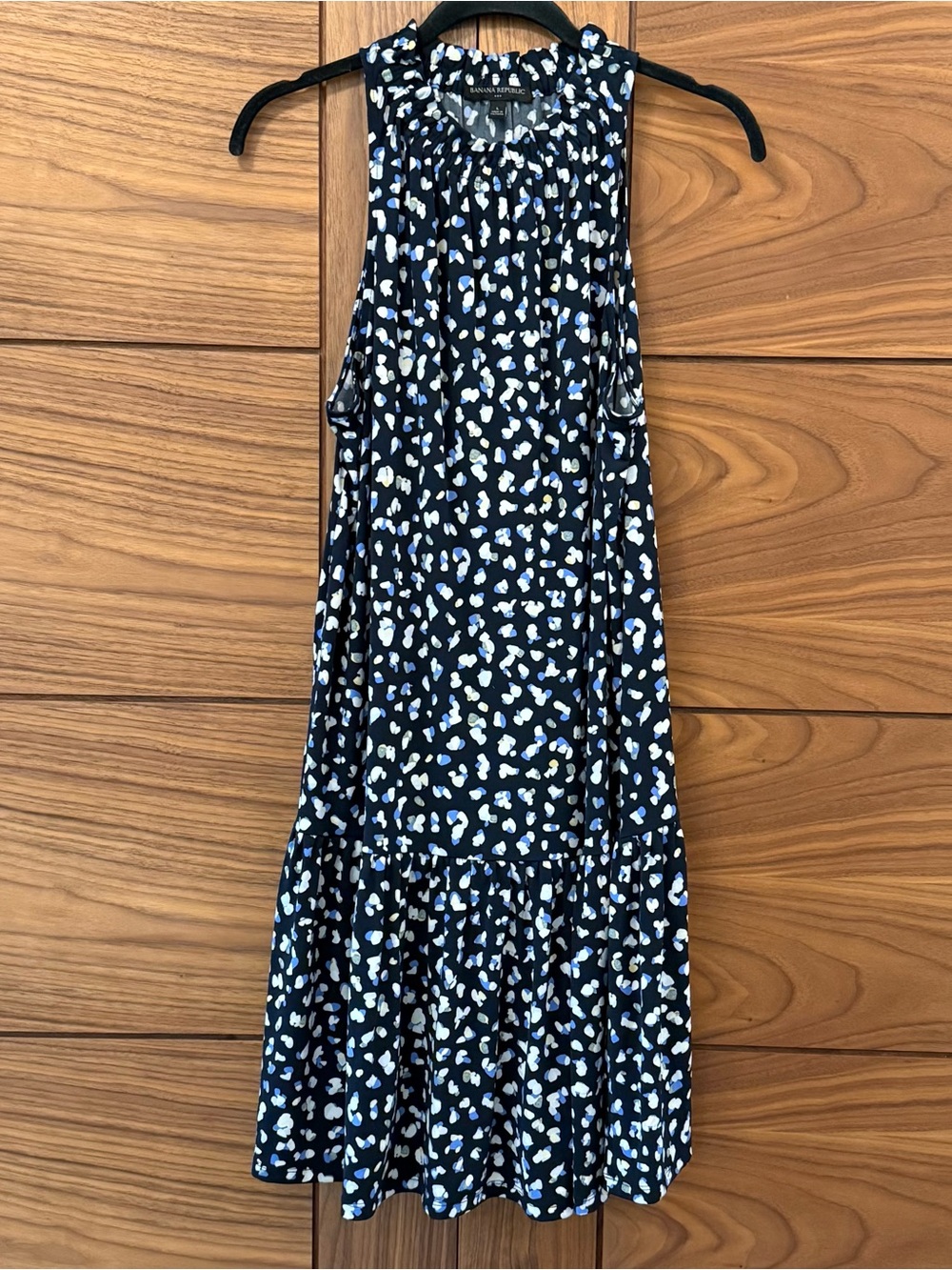 Banana Republic Ruffle Neck Drop Waist Animal Print Dress - Sz. L